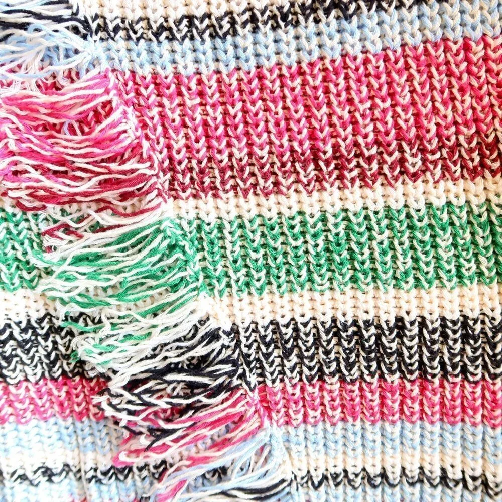 Maje Missy Multicolor Stripe Fringe Knit Long Sleeve Open Front Cardigan Small S - Picture 12 of 15